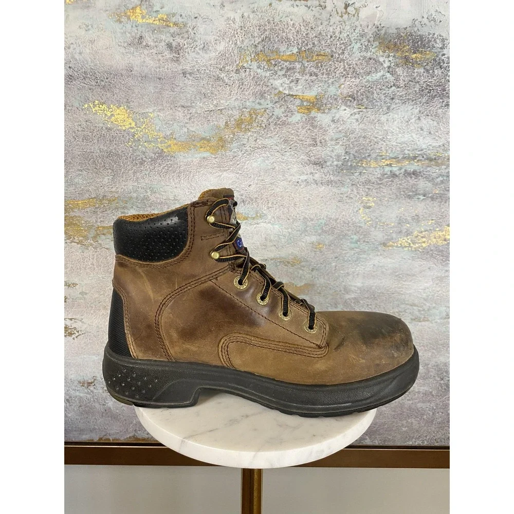 Georgia Boot Boots Mens Size 8.5W Brown Leather Waterproof Work Comp Toe G6644